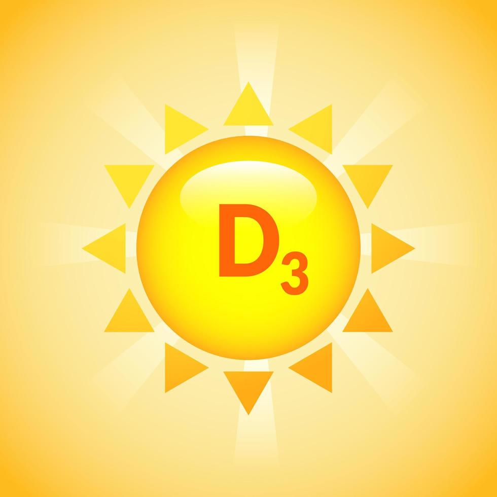Shining sun concept  Vitamin D. Banner for advertising vitamin D. Vector illustration
