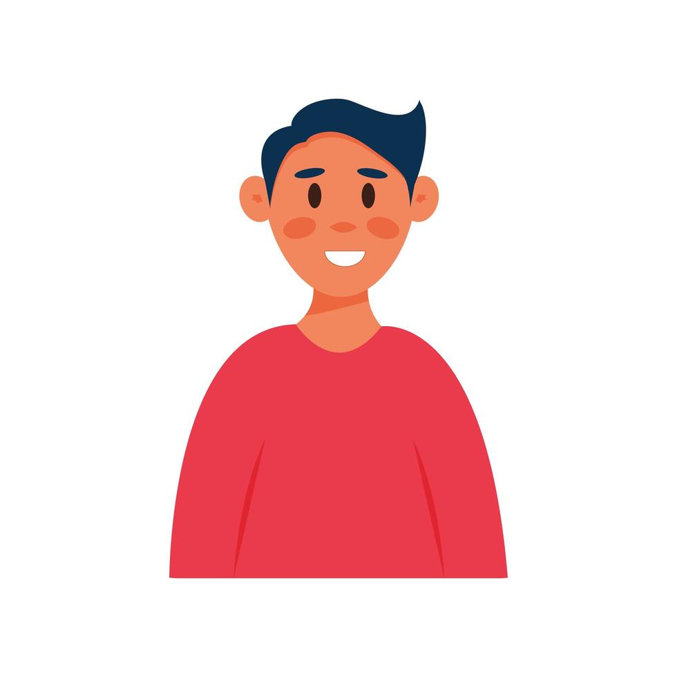 avatar de hombre joven sonriente en estilo de dibujos animados plana. lindo personaje masculino vectorial. retrato de niño aislado en fondo blanco para redes sociales, web, chat vector