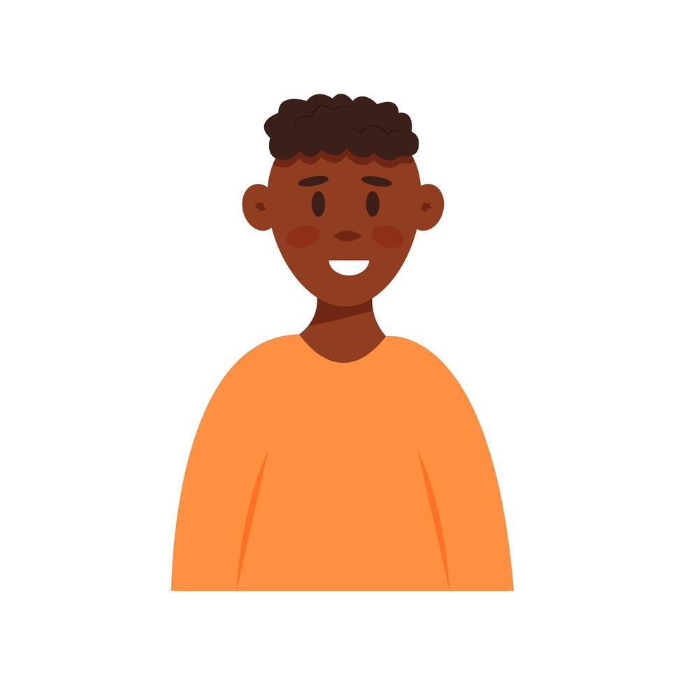 avatar de hombre joven sonriente en estilo de dibujos animados plana. lindo personaje masculino vectorial. retrato de niño aislado en fondo blanco para redes sociales, web, chat vector