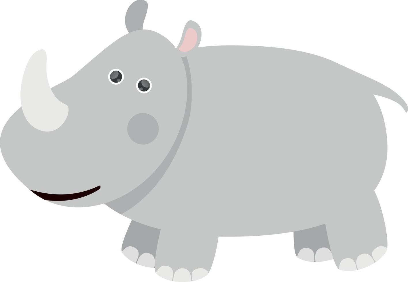 Cute Rhino Kids Illustration Drawing for Books Magazines Learning Cards Africa Animals vector