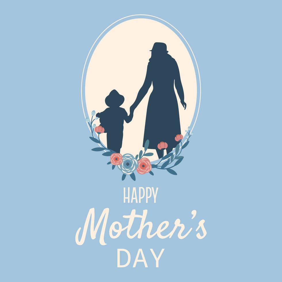 Mothers Day Greeting Card with Mom and Baby Child vector