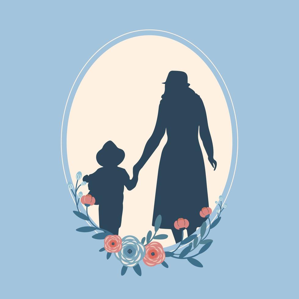 Mothers Day Greeting Card with Mom and Baby Child vector