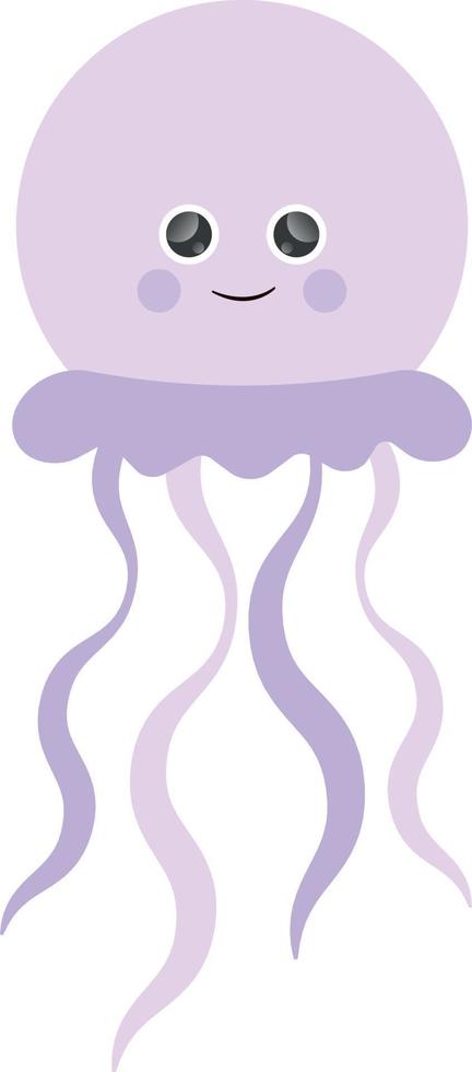 Vector Illustration of Cartoon Funny Jellyfish Isolated on White Background Cute Animal Sea Animal Character Used for Magazine Book Poster Card Children Invitation Web Pages