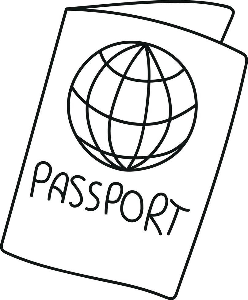 documento de identificación del pasaporte en estilo garabato vector