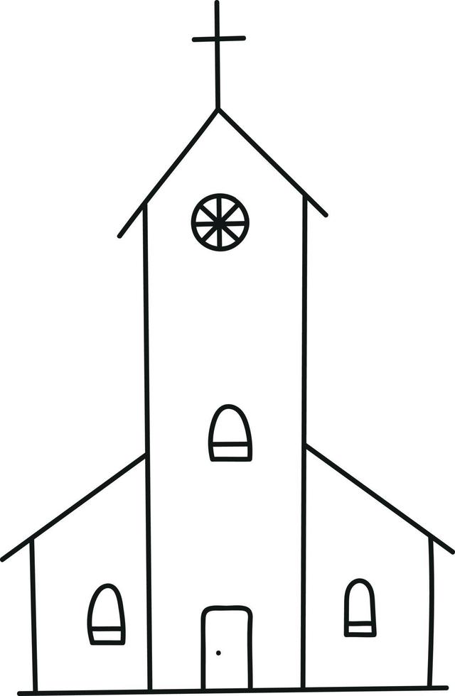 Castle Church in Doodle Style vector
