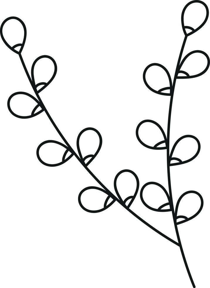 Pussy Willow Branch in Doodle Style Easter Symbol vector