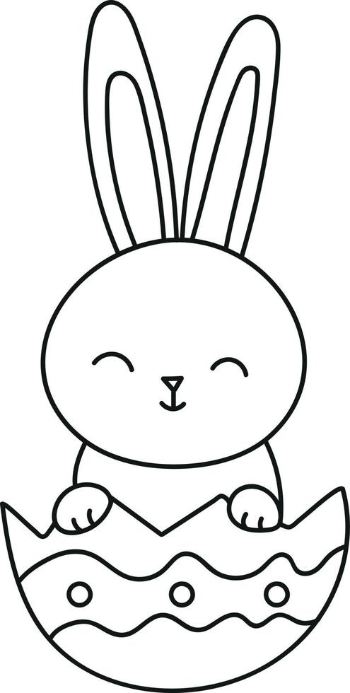 Easter Bunny in Egg in Doodle Style vector