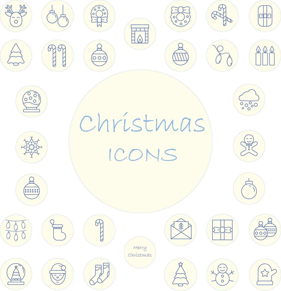 pegatinas de iconos de navidad para iconos de botones de año nuevo vector