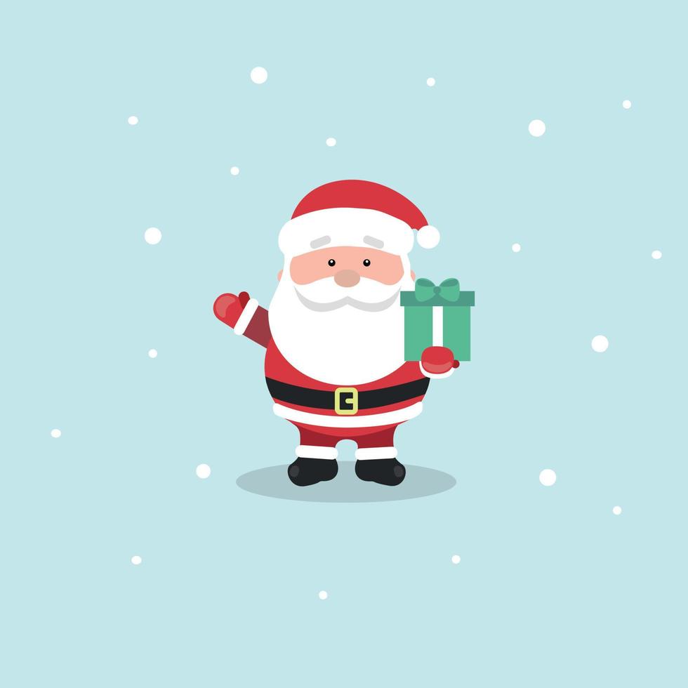 Santa Clais Waving Hand and Giving a Gift vector