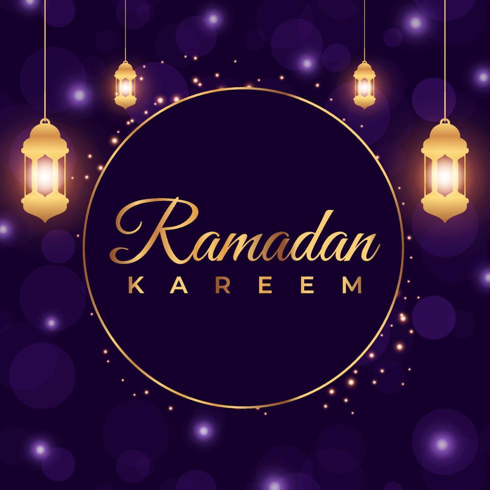 Ramadan background for social media post design template. Islamic banner ads with luxury purple gold effect. Ramadan poster. Vector illustration