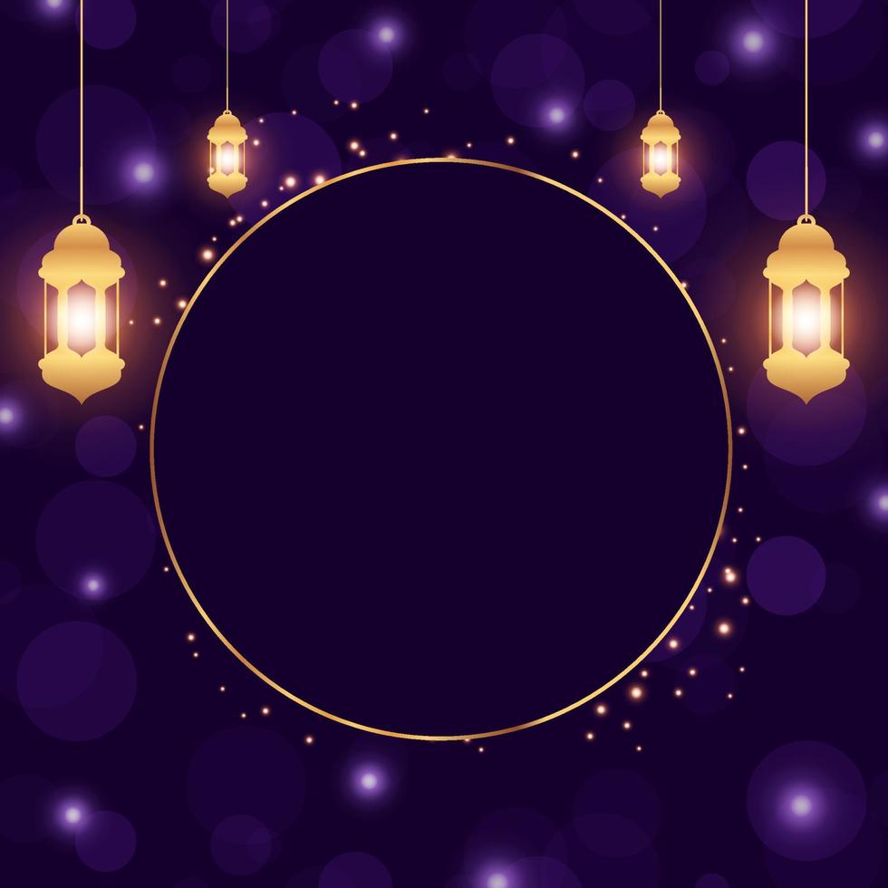 fondo de ramadán para la plantilla de diseño de publicaciones en redes sociales. anuncios de pancartas islámicas con efecto de oro púrpura de lujo. cartel de Ramadán. ilustración vectorial vector