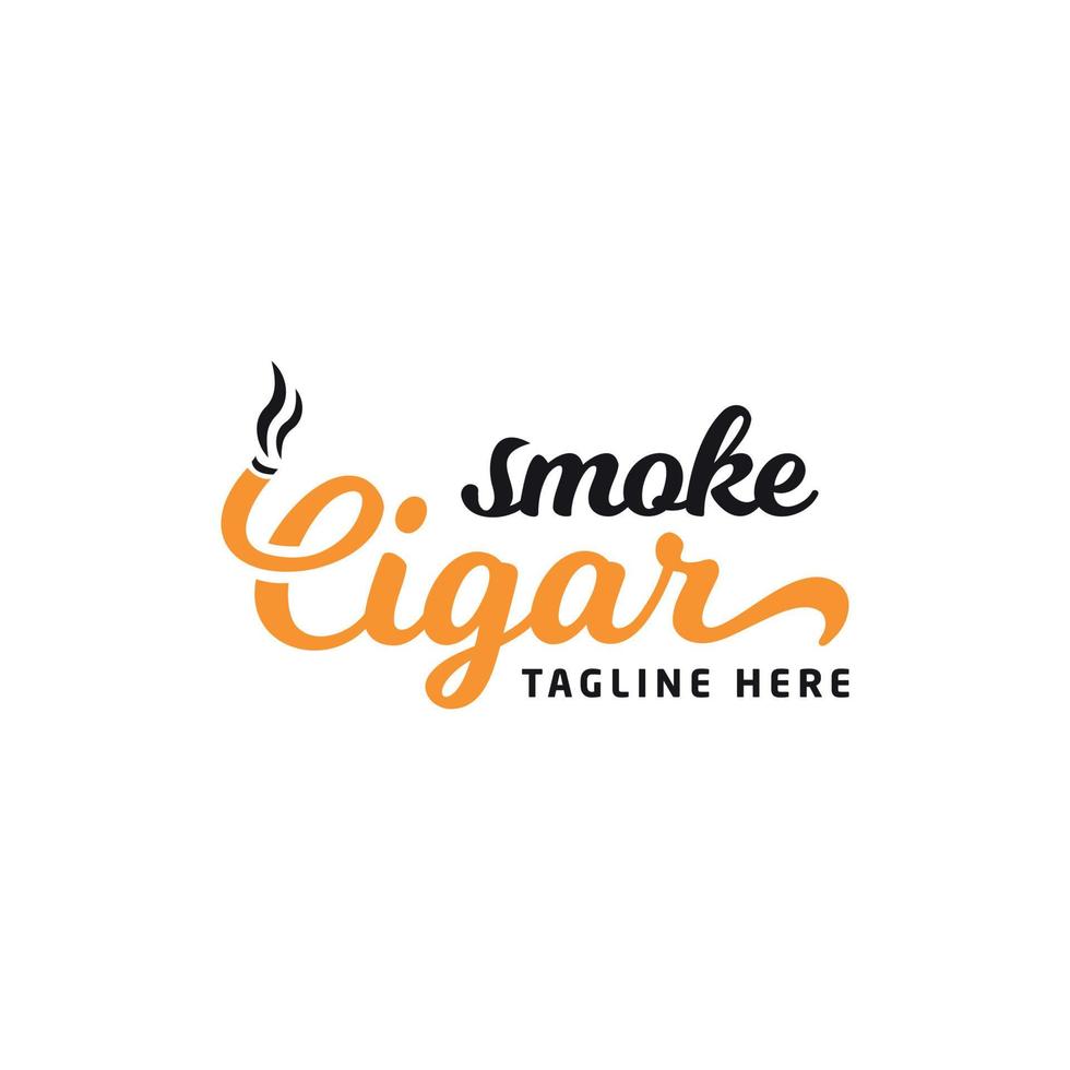 vintage smoke cigar logo design template vector