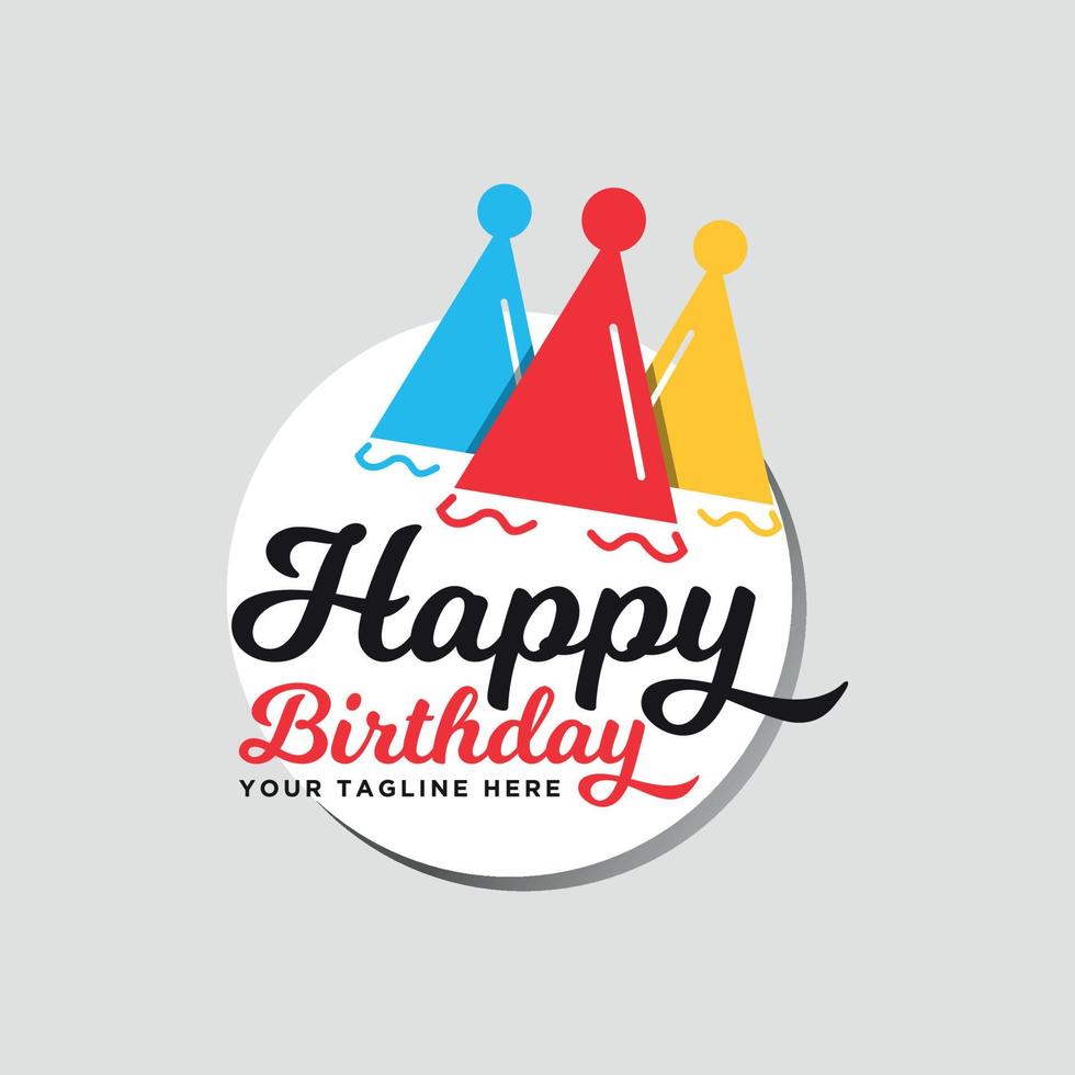 happy birthday logo lettering design template vector