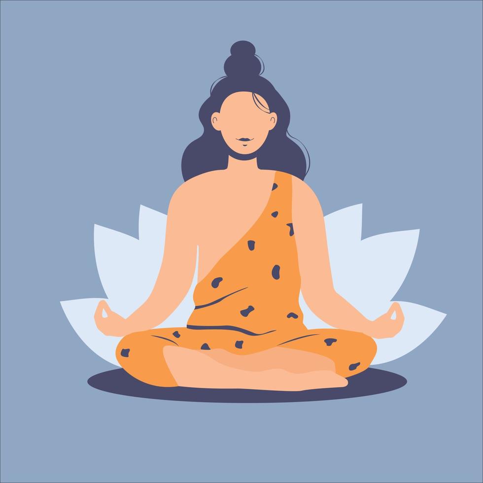 meditando shiva en posición de loto vector