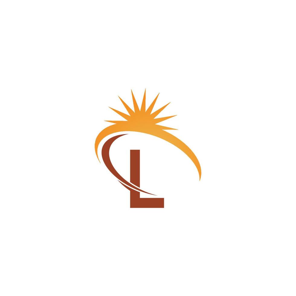 Letter L with sun ray icon logo design template illustration vector