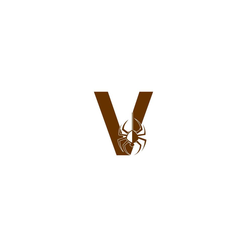 Letter V with spider icon logo design template vector