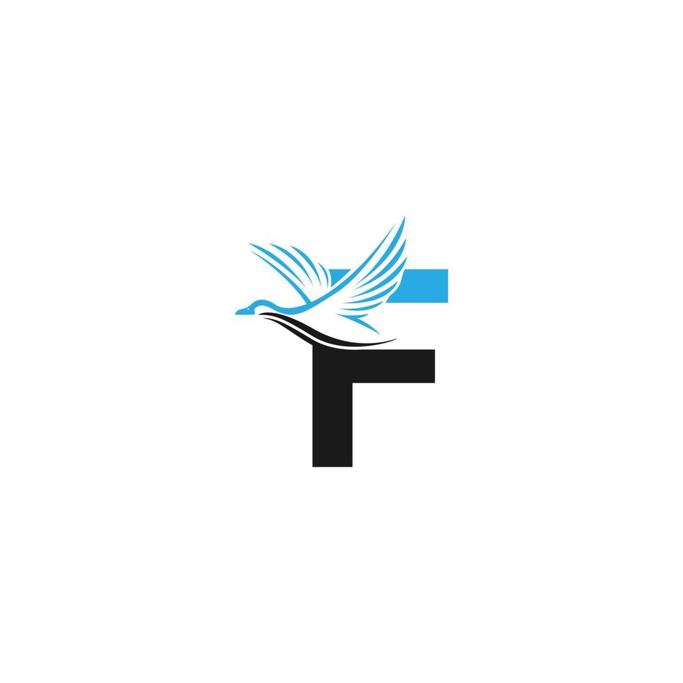 letra f con ilustración de diseño de logotipo de icono de pato vector