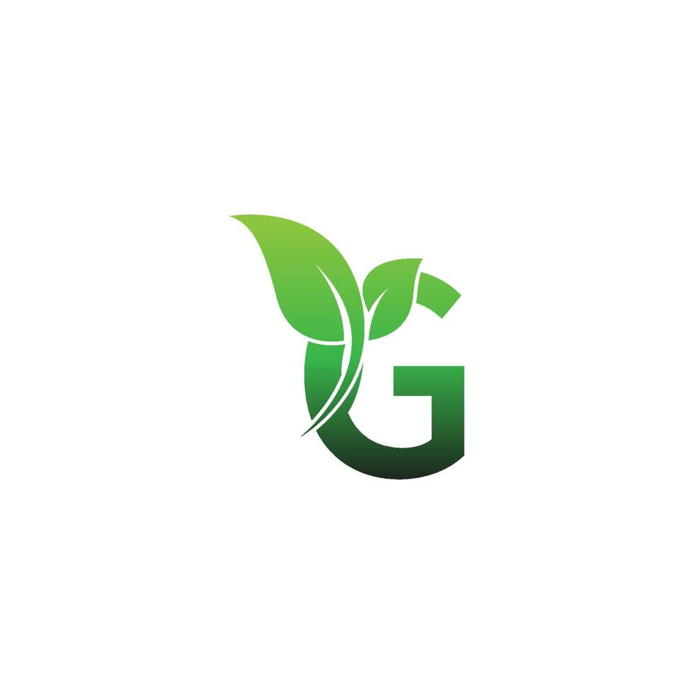 Letter G with green leafs icon logo design template illustration vector