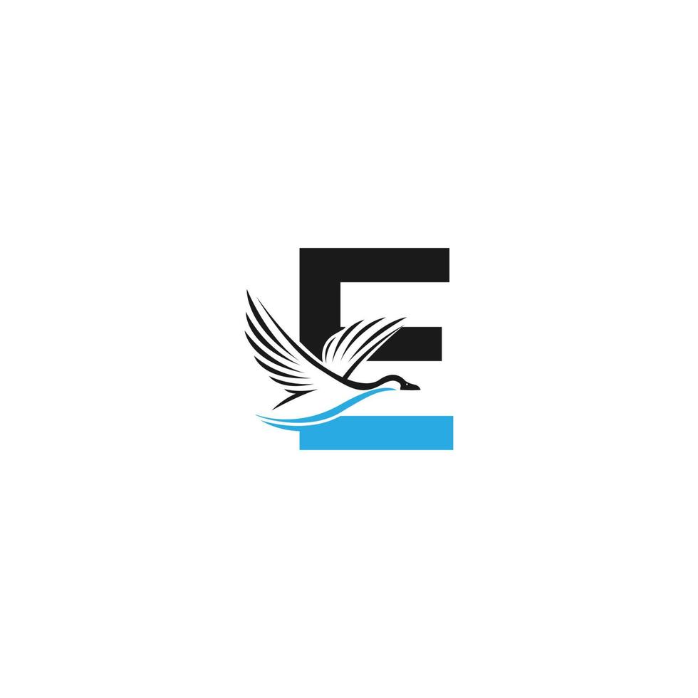 Letter E with duck icon logo design illustration vector