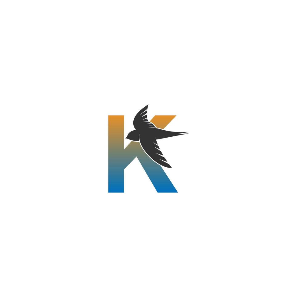 logotipo de la letra k con vector de diseño de icono de pájaro veloz