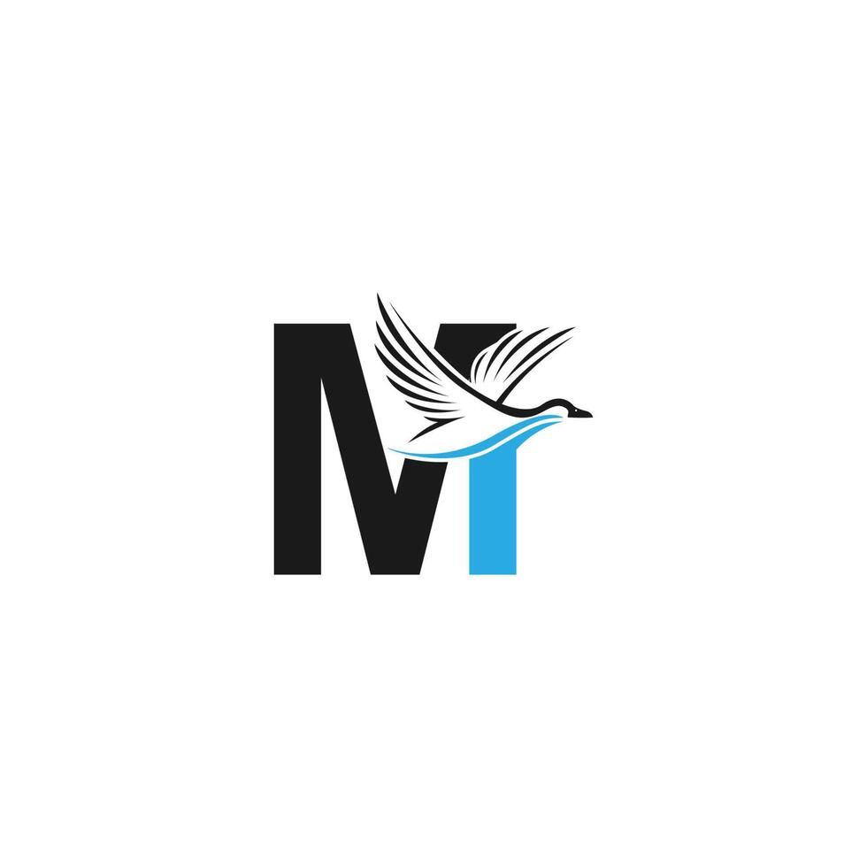 Letter M with duck icon logo design illustration vector