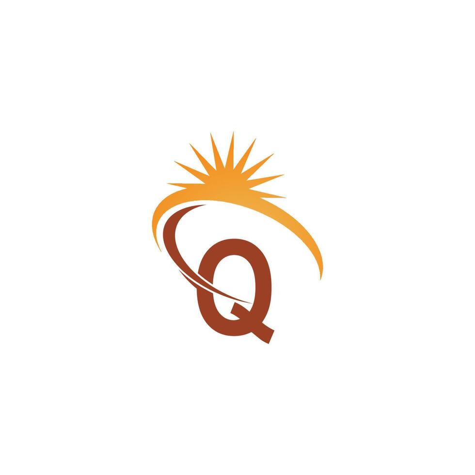 letra q con ilustración de plantilla de diseño de logotipo de icono de rayo de sol vector