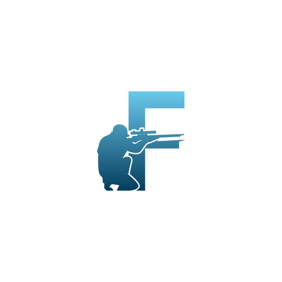Letter F with sniper icon logo design concept template vector