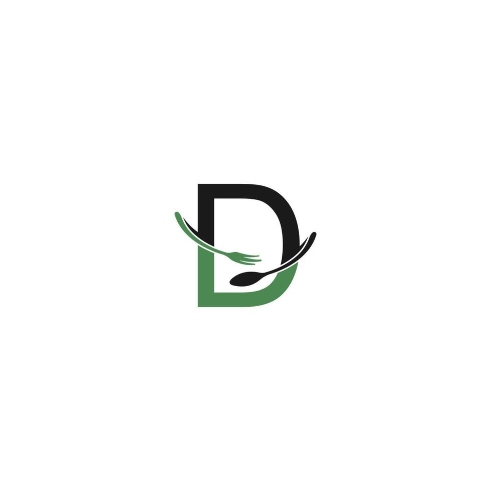 letra d con vector de diseño de icono de logotipo de tenedor y cuchara