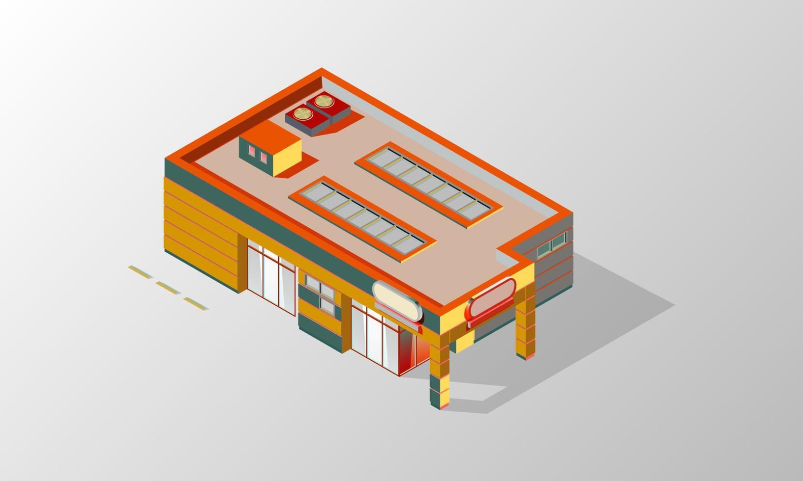 Store buildings isometric icons vector