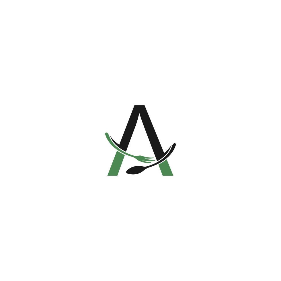 Letter A with fork and spoon logo icon design vector