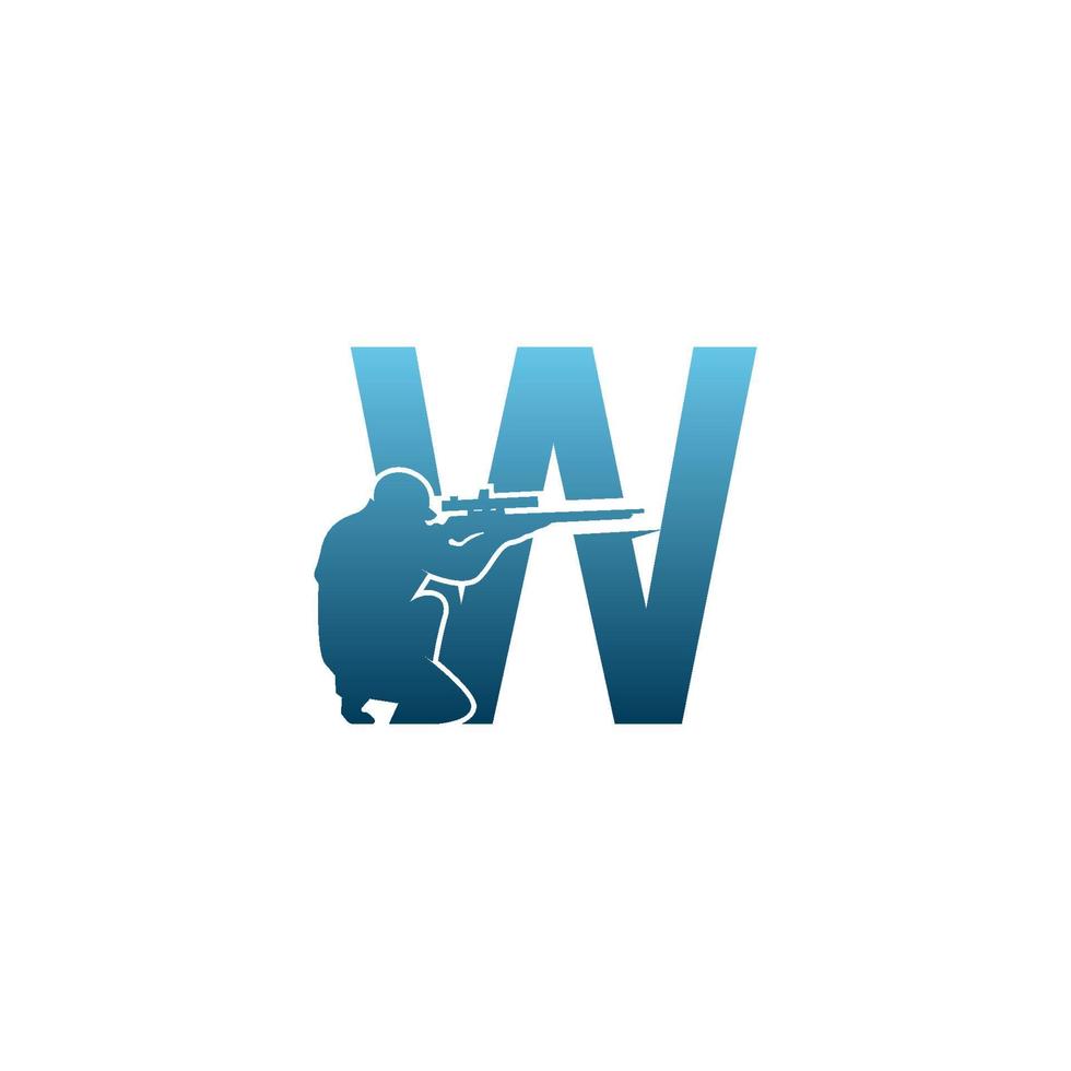 Letter W with sniper icon logo design concept template vector