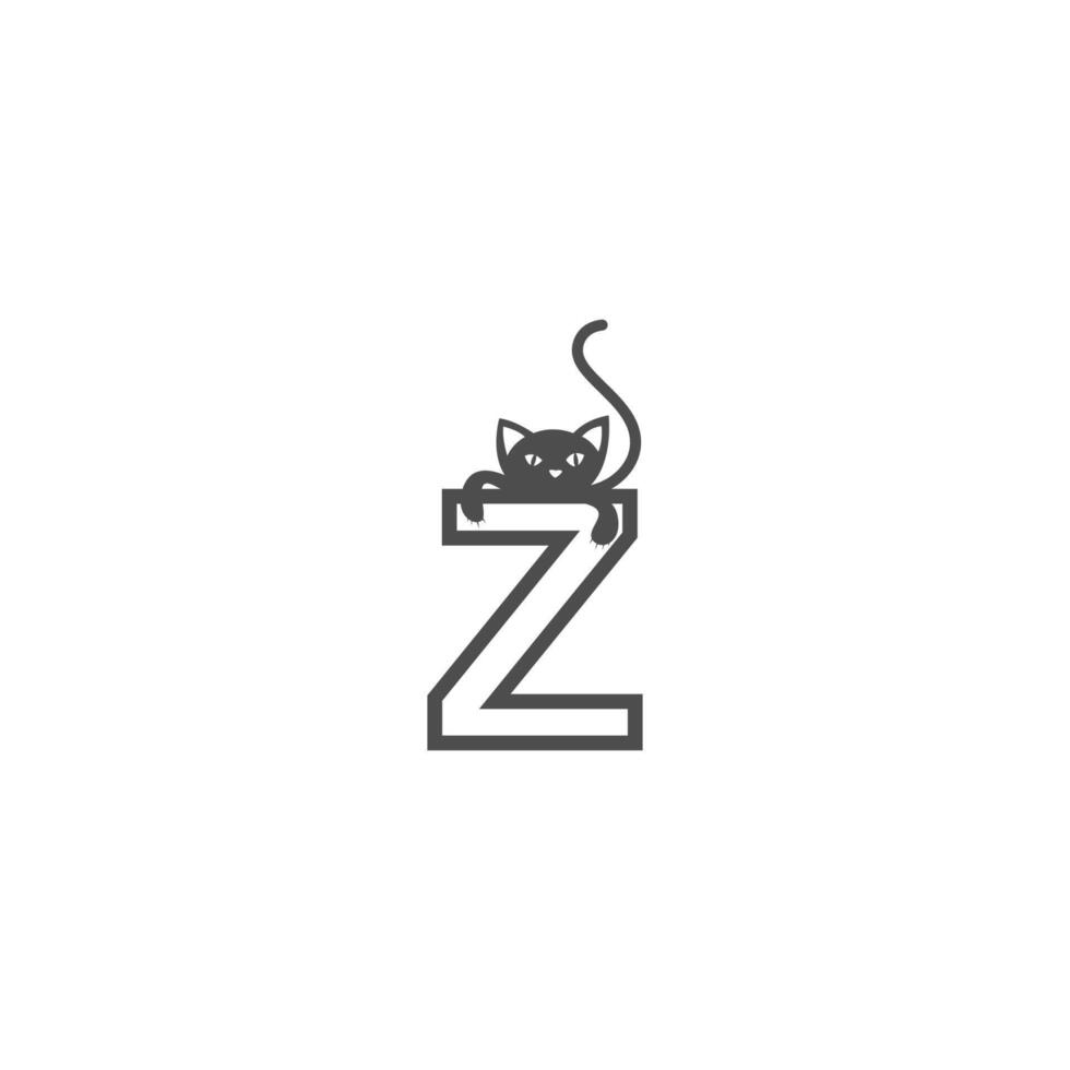 letra z con plantilla de diseño de logotipo de icono de gato negro vector