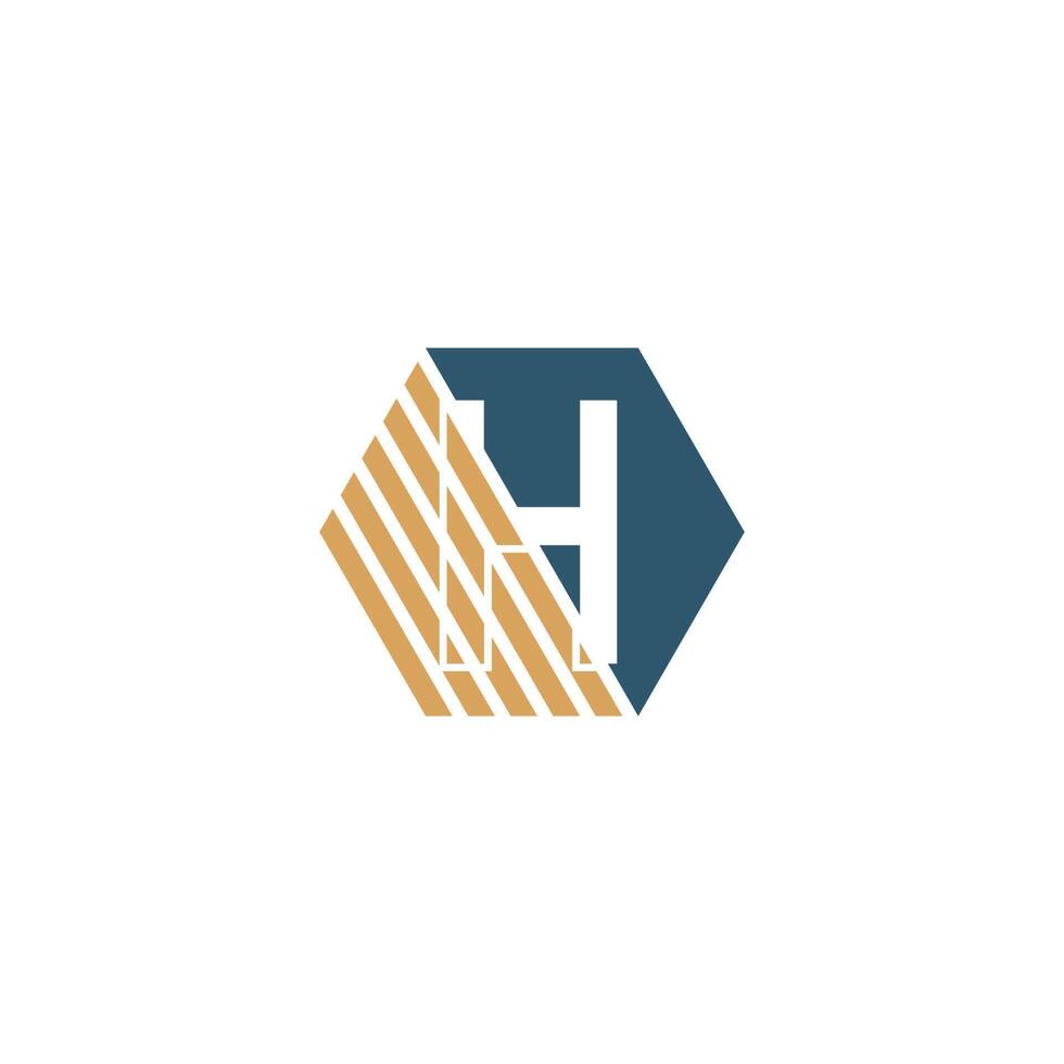 Letter H behind the hexagon with strip design vector