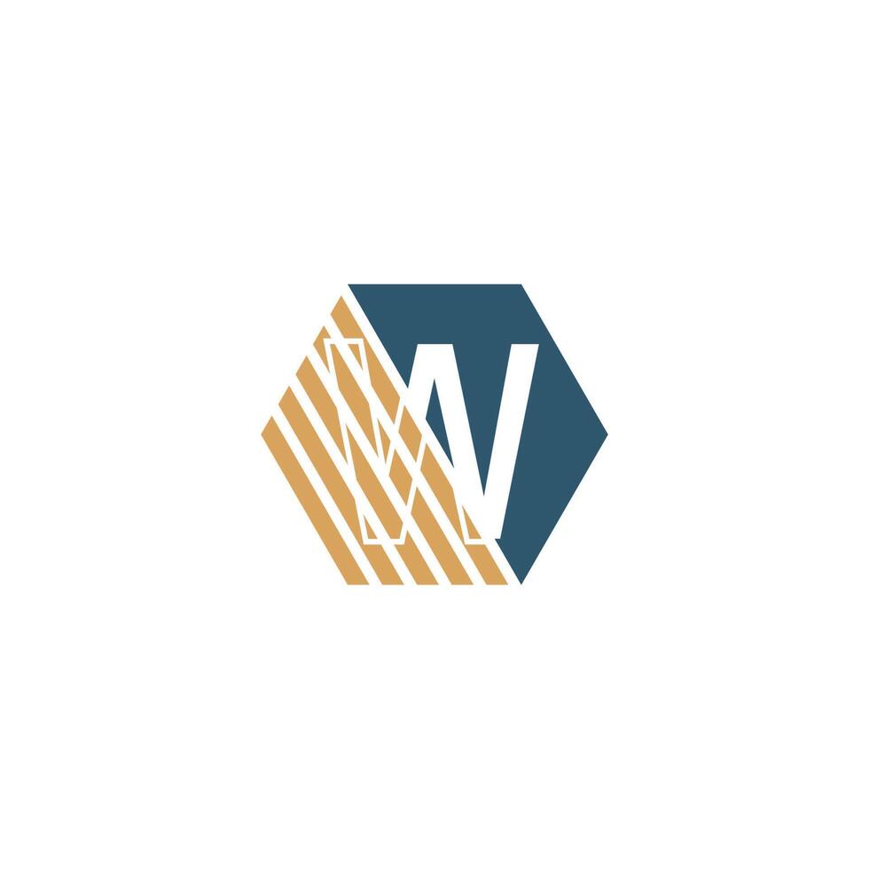 Letter W behind the hexagon with strip design vector