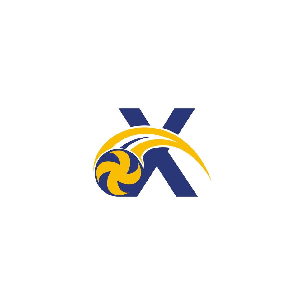 letra x con plantilla de diseño de logotipo de icono de voleibol aplastante vector