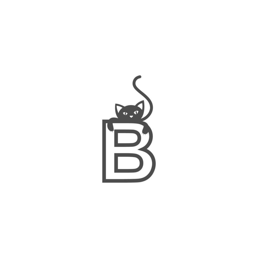 Letter B with black cat icon logo design template vector