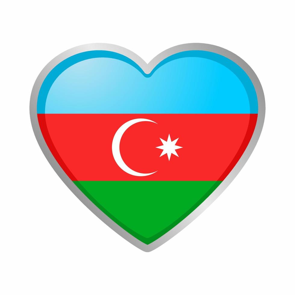 azerbaijan heart flag sticker vector