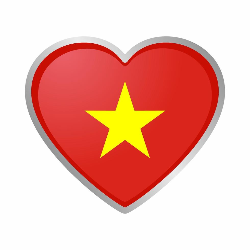 vietnam heart flag sticker vector