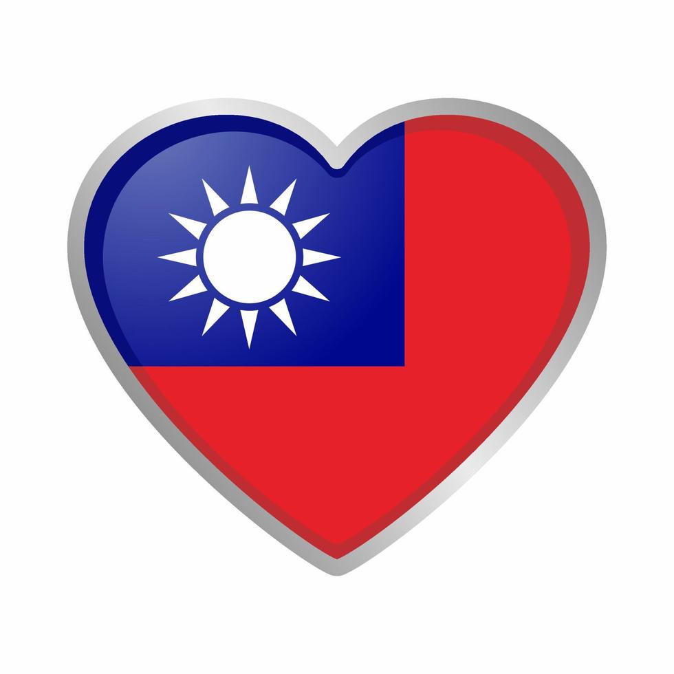 taiwan heart flag sticker vector