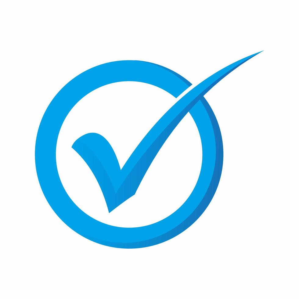 blue check mark symbol icon vector
