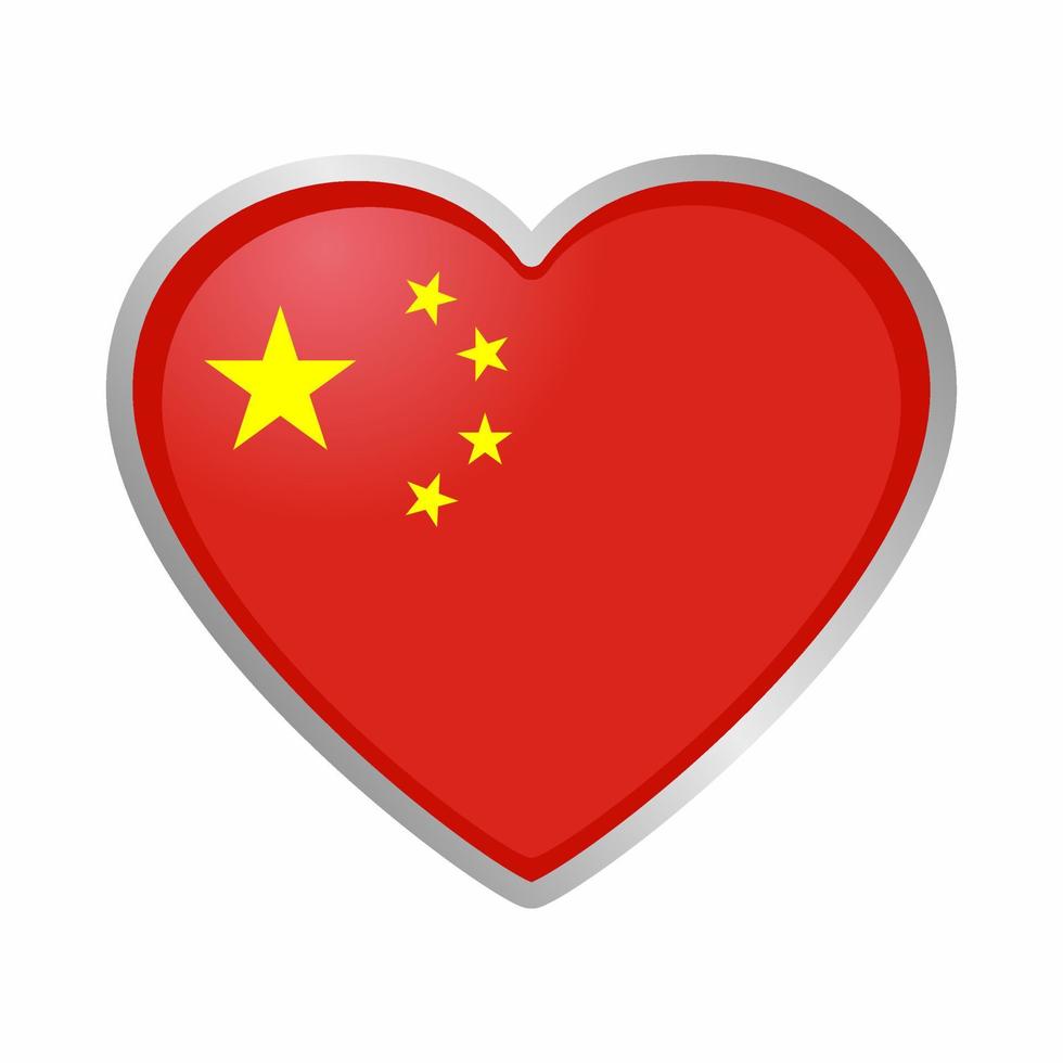 etiqueta engomada de la bandera del corazón de china vector