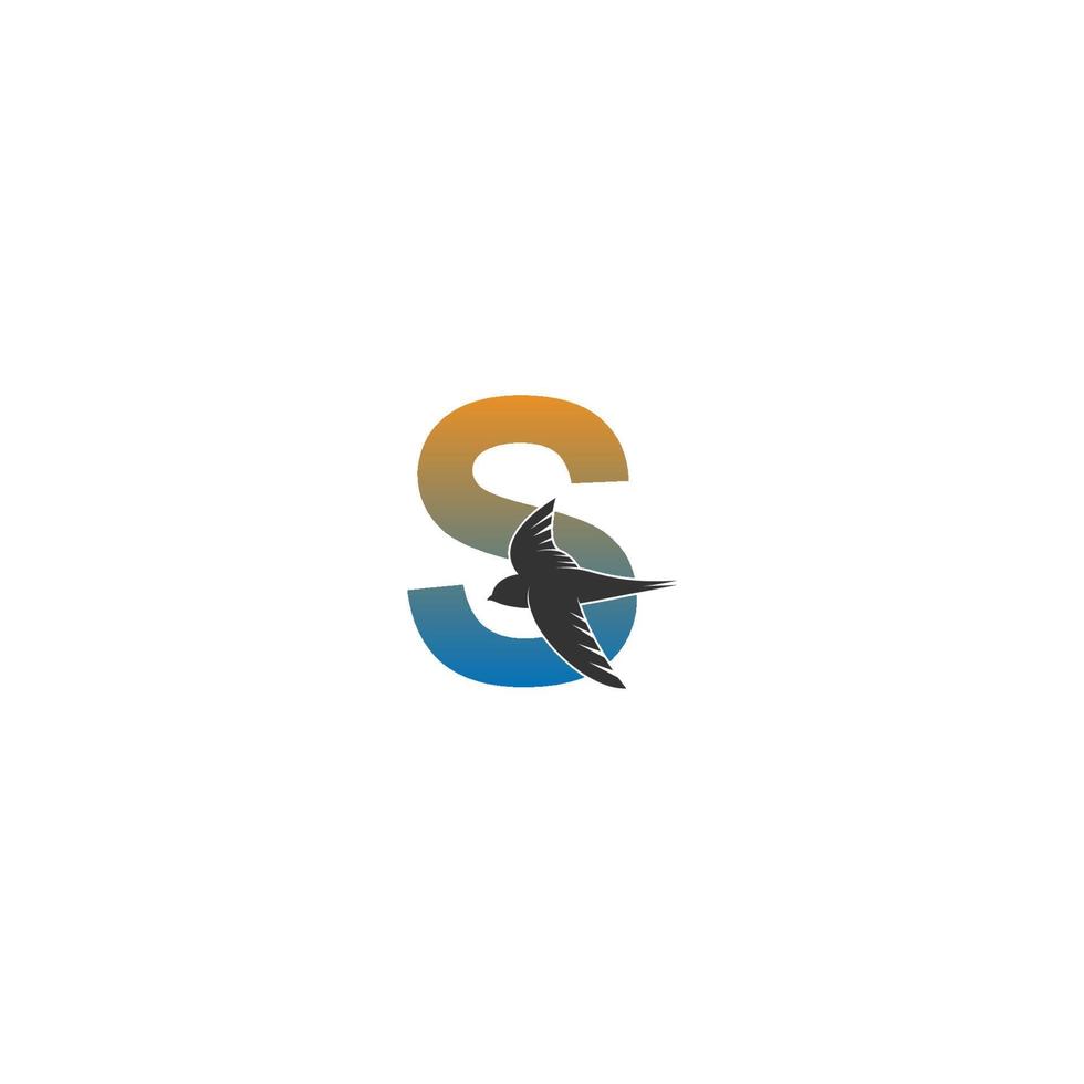 logotipo de la letra s con vector de diseño de icono de pájaro veloz