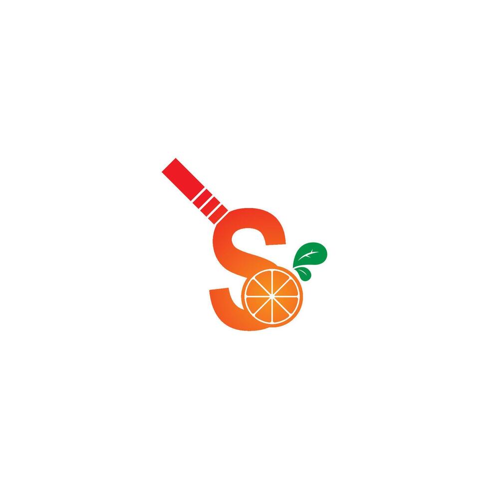 letra s con plantilla de diseño de logotipo de icono de naranja de jugo vector