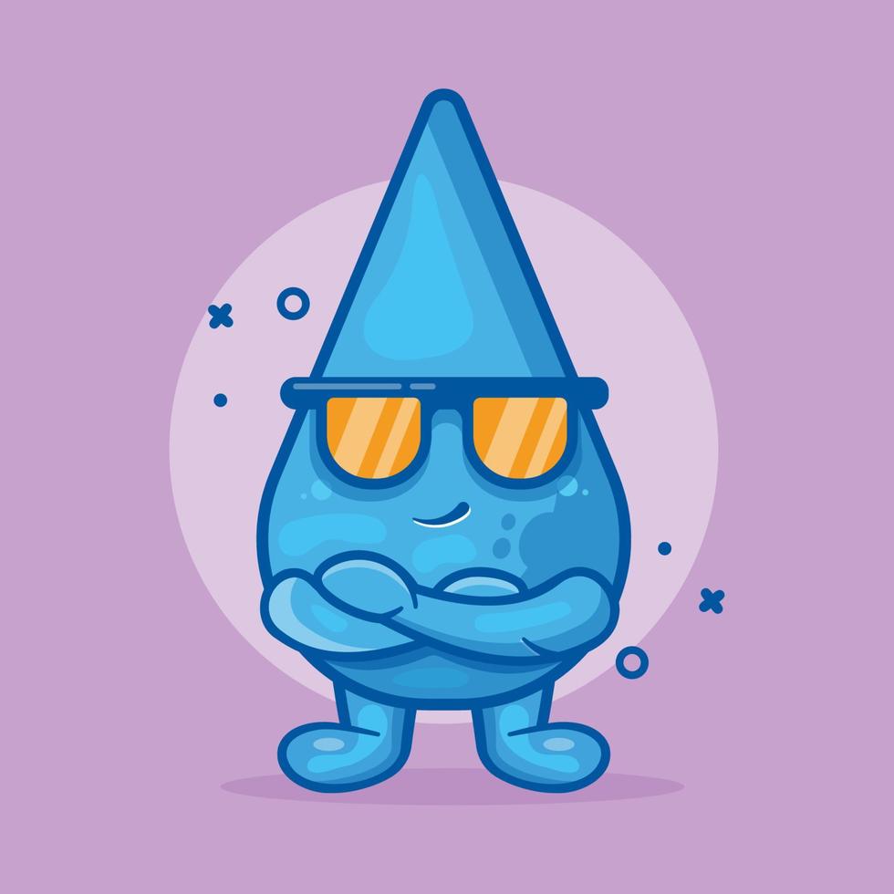 super cool water drop character mascot isolated cartoon in flat style design.icon symbol logo sticker character. vector