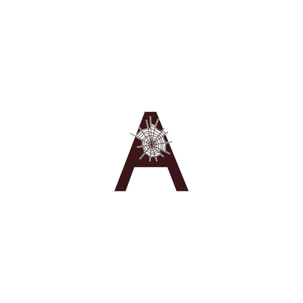 Letter A  with spider web icon design template vector