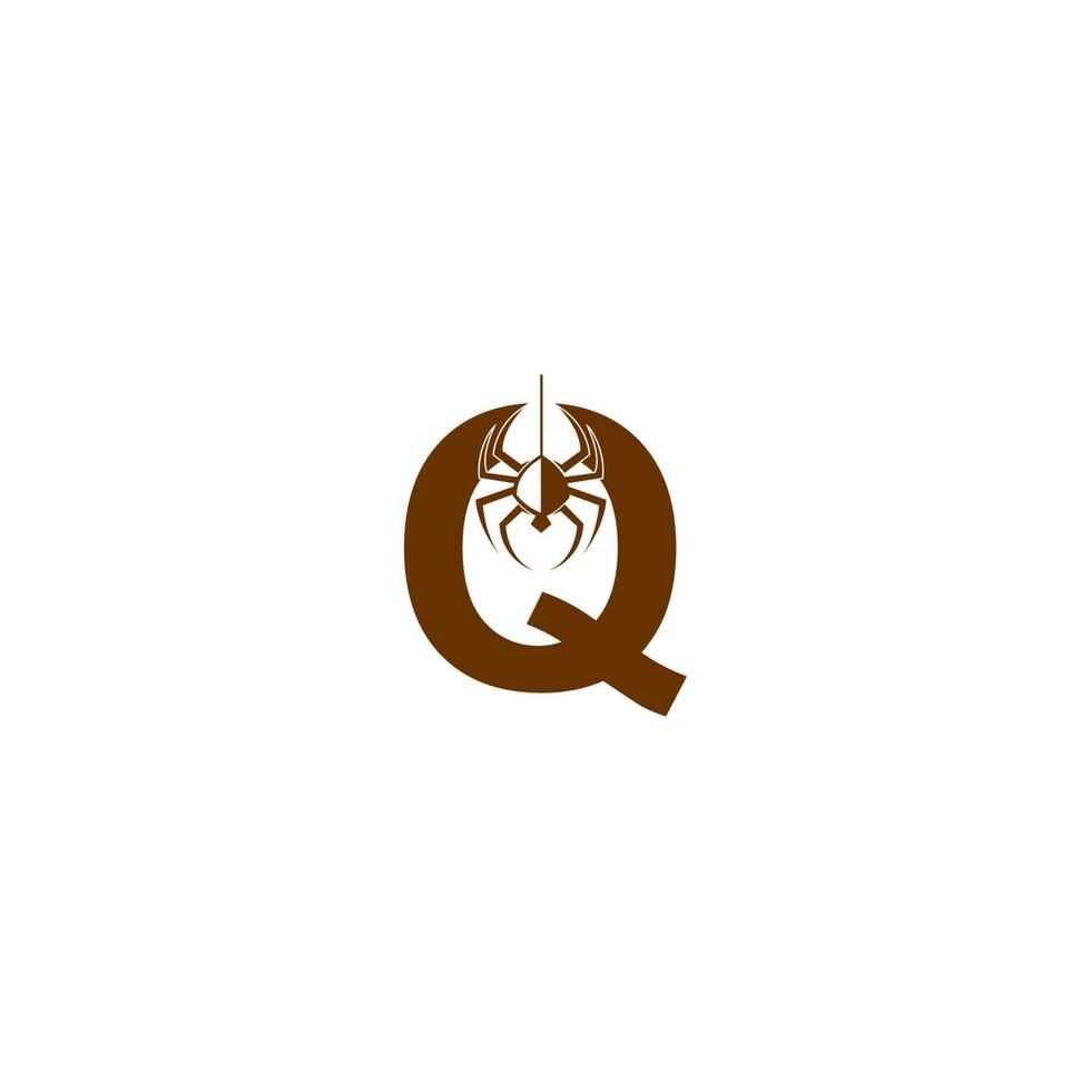 Letter Q with spider icon logo design template vector