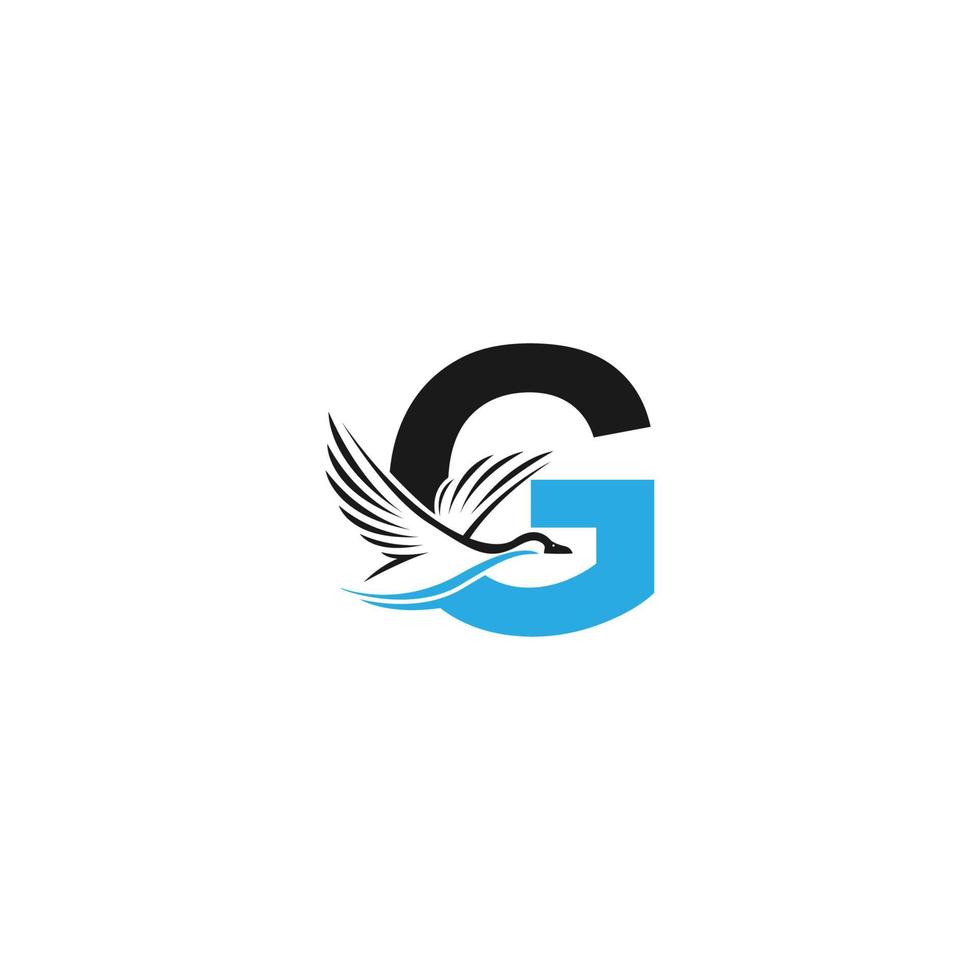 letra g con ilustración de diseño de logotipo de icono de pato vector