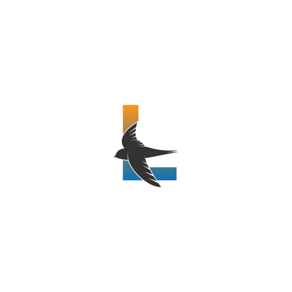 Letter L logo with swift bird icon design vector