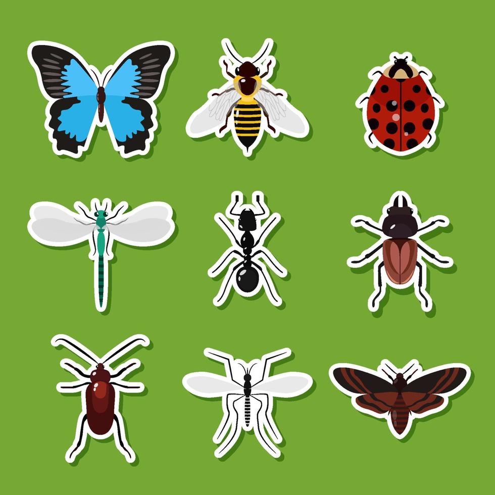 Spring Insects Sticker Set vector