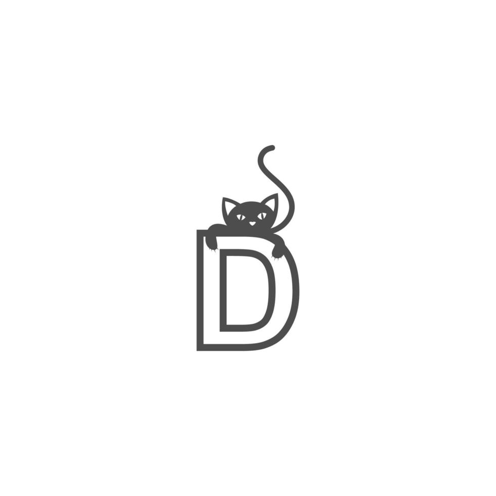 letra d con plantilla de diseño de logotipo de icono de gato negro vector